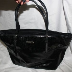Nine West Patent Black Leather Tote Bag